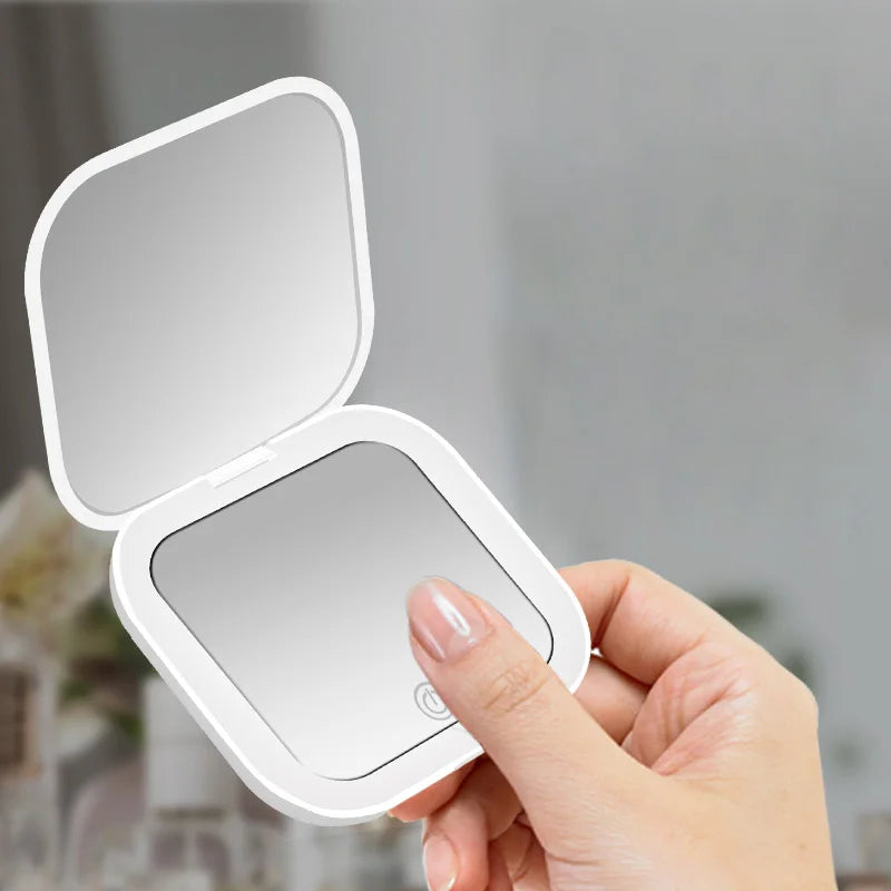 Glow Anywhere: Portable LED Makeup Mirror with 2X Magnification