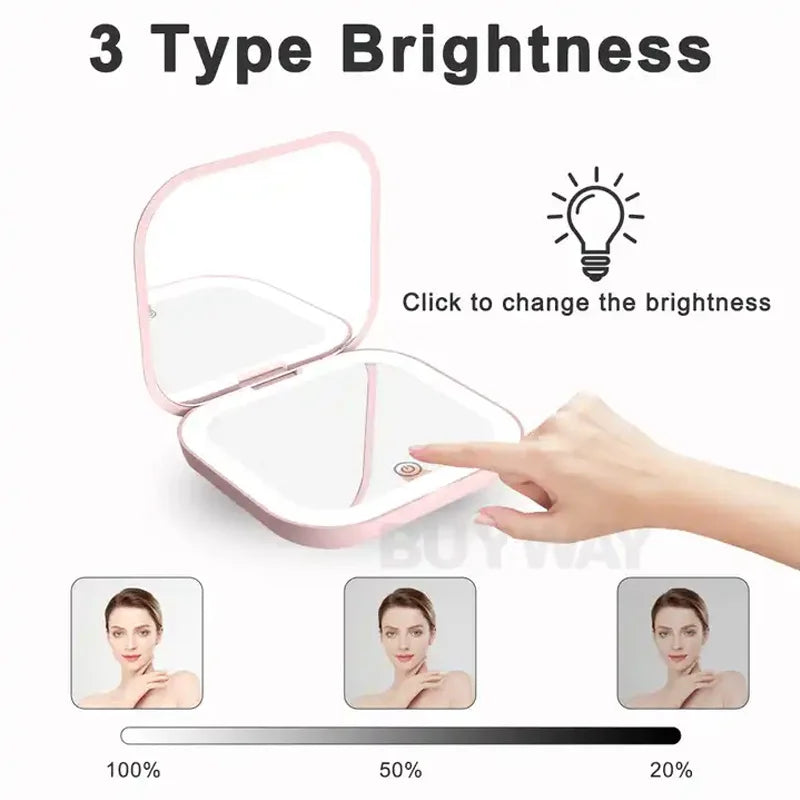 Glow Anywhere: Portable LED Makeup Mirror with 2X Magnification