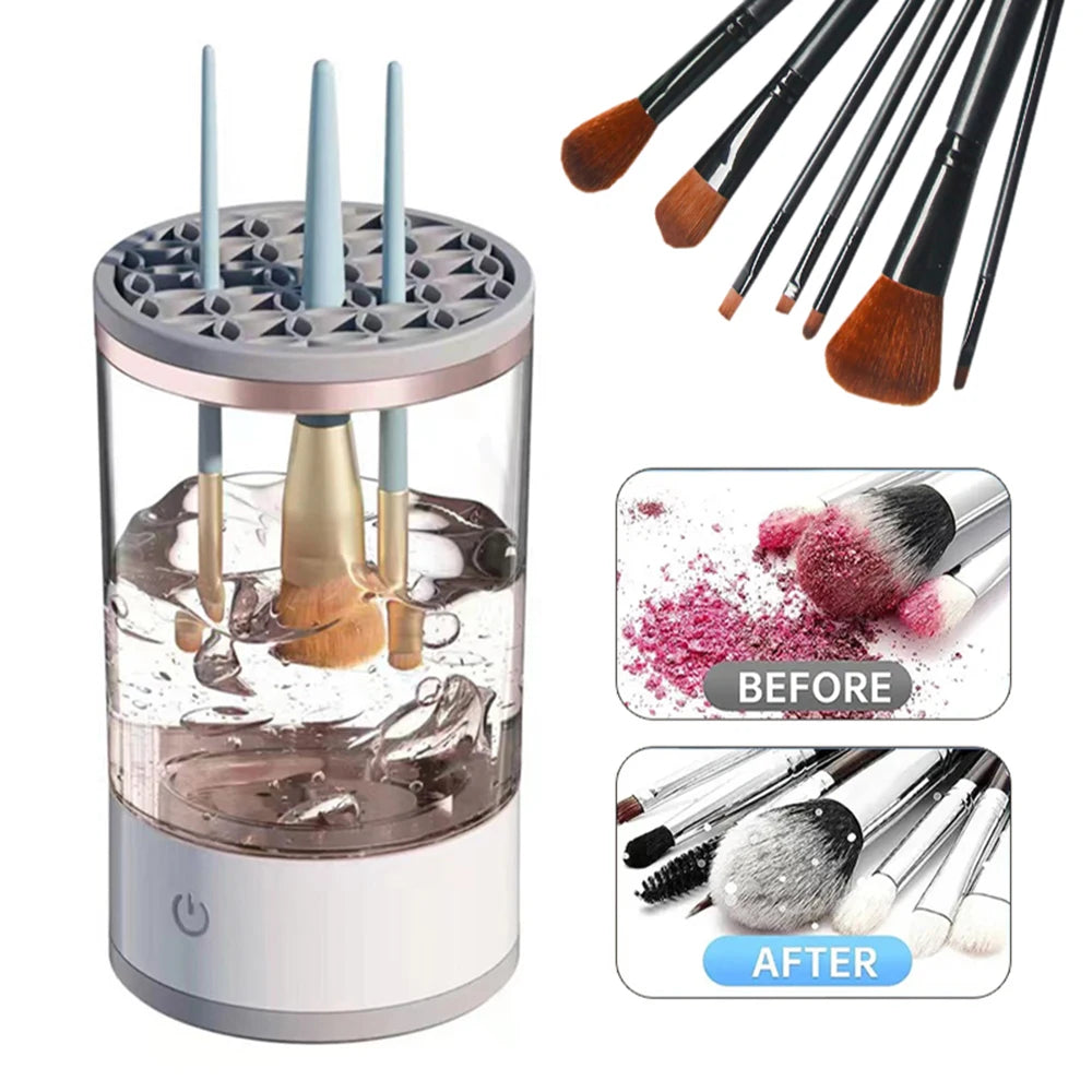 3-in-1 Electric Makeup Brush Cleaner – Spin, Wash & Dry in Seconds!