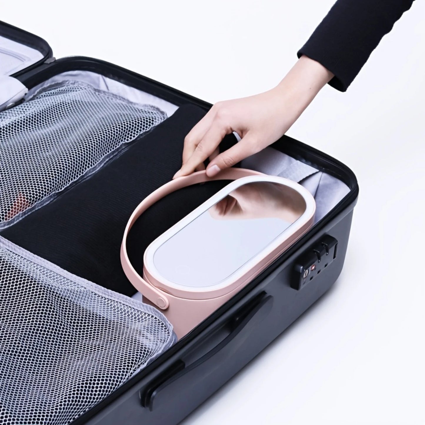 Glow On-The-Go: Travel Cosmetic Case with Mirror & LED Lights