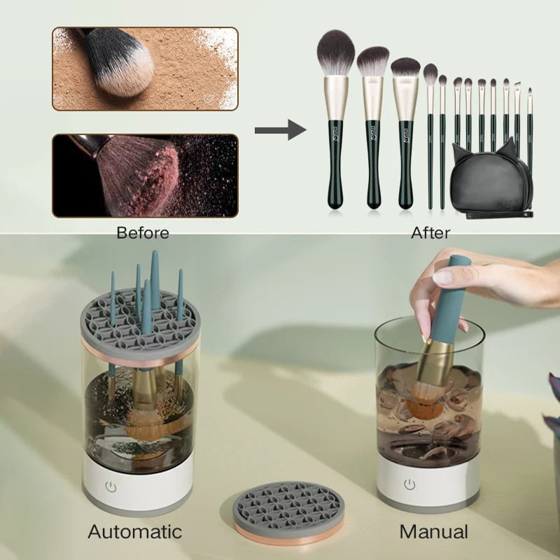 3-in-1 Electric Makeup Brush Cleaner – Spin, Wash & Dry in Seconds!